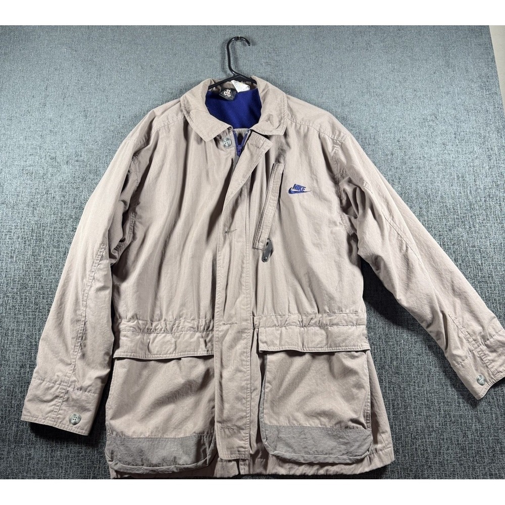 Vintage 90s Y2K Nike ACG Soft Shell Jacket Mens Size M Lined Tan Mocha Hiking